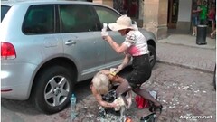Mess battle in the main square with sizzling hot lesbian milfs Thumb
