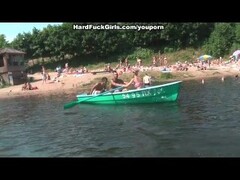 Blonde fucked hard in a boat on the lake three guys Thumb