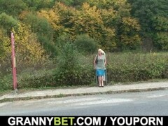 Granny is picked up and doggystyled Thumb