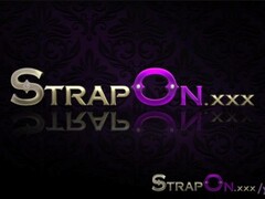 StrapOn Hot blonde lesbians make love with strapon dildo Thumb