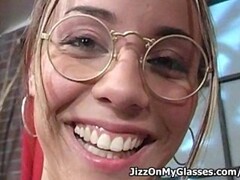 Lovely dick sucker Delilah Strong blows big black cock for a Jizz on her Glasses Thumb