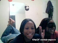 Sexy ebony lesbians masturbates with dildo on webcam Thumb