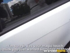 StrandedTeens - Teen gets some hot anal in the car Thumb