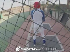 HD MenPOV - Baseball player takes hard bat in the ass Thumb