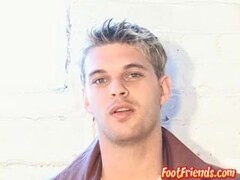 Feet tickling and balls massage with blonde twink Thumb