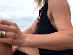 More Real Amateur Public Sex Risky on the Beach !!! People walking near... Thumb