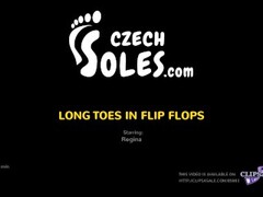 long toes in flips flops (teen pantyhose foot fetish, soles, toes,pov feet) Thumb