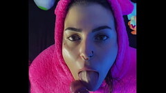 Femboy in pajamas drinking milk from BBC Thumb