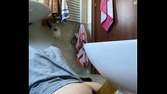 Trying new angles with long clear dildo Thumb