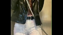 Amateur Teen Showers in Leather Jacket and White Pants in Wetlook Video Thumb