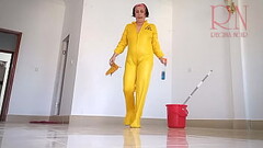 Naked maid cleans office space. Maid without panties. Hall  full Thumb