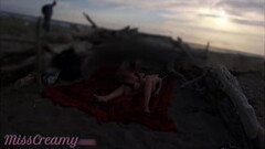 Strangers caught my wife touching and masturbating my cock on a public nude beach with cumshot - MissCreamy Thumb