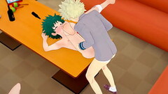 My Hero Academia Yaoi Bakugou fucks Deku in a karaoke while Uraraka looks on - Manga anime porn hardsex Thumb