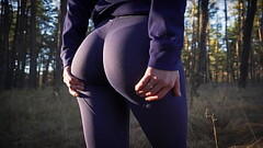 Latina Milf In Super Tight Yoga Pants Teasing Her Amazing Ass In The Forest Thumb
