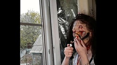 wife smokes cigarette makeup zombie Thumb
