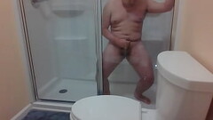 Chubby Asian Cums in Hotel Shower Thumb