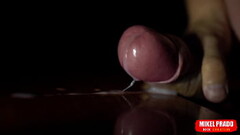 Jerking off on the table and squirting with sperm Thumb
