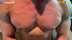 Ripped muscle asian guy oiled on his pecs nipple play Thumb