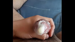 Straight guy jerking off with condom Thumb