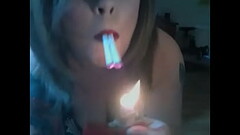 BBW British Mistress Tina Snua Smokes 2 Filterless Cigarettes At The Same Time Thumb
