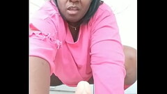 Sluttcumm2... Fucking a didlo on da front porch... Damm she badd... Thumb