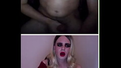Crossdresser Zarina jerks off with a guy on cam Thumb