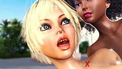 Hot outdoor sex. 3d black shemale fucks hard a sexy girl in luxurious villa Thumb