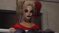 Lesbian sex with strapon. Harley Quinn plays with a female prison officer in the prison Thumb