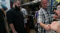 Bound brunette gets facial in public Thumb