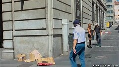 Euro slut is rough banged in public Thumb